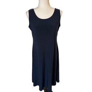 SYMPLI Dress Size 8 Sleeveless Stretchy Jersey Knit Navy Blue Midi